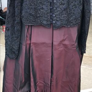 burgundy allgown skirt & matching long sleeve top